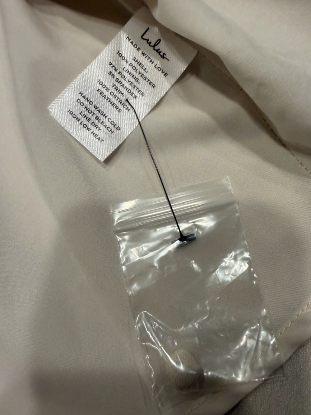 NWOT Lulus Precious Aura Champagne Satin Feather Long Sleeve Midi Dress Sz: XS - Picture 12 of 14